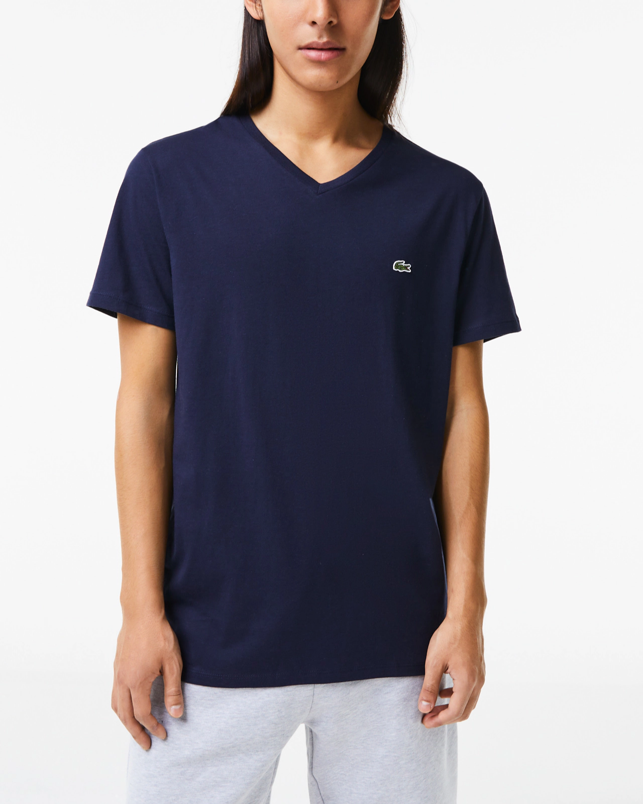 lacoste pima cotton v neck